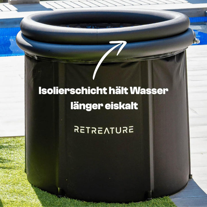 Eisbad [PolarPlunge] Eistonne (300L) mit wetterfester Abdeckung & robuster Isolierung – Eisfass zur