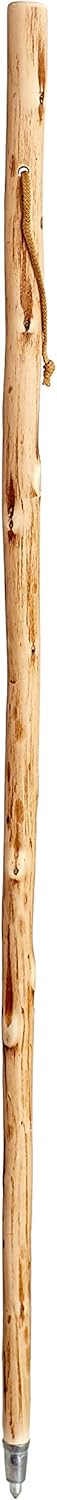 Personalisierbarer Wanderstock aus Holz, leicht und robust, mit Halteseil und Metallkappe, 125 cm
