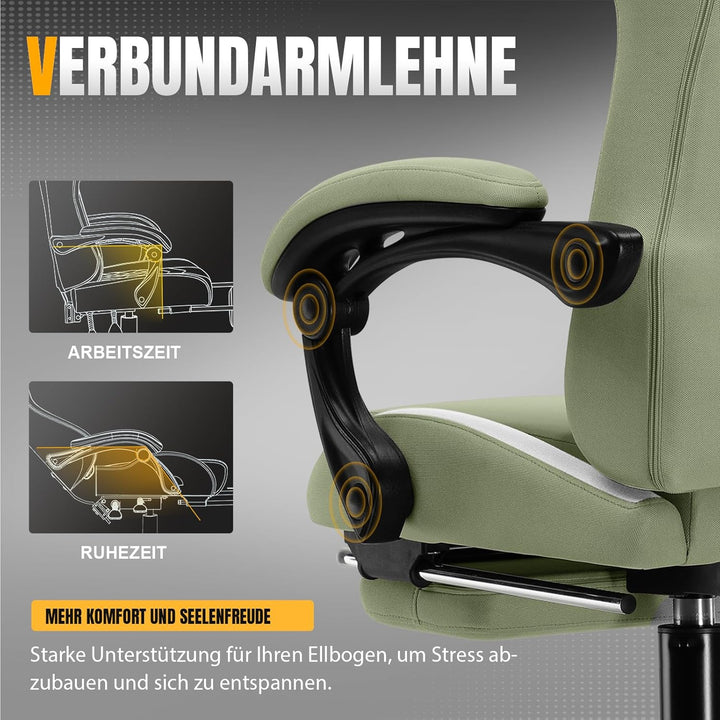 GTPLAYER Gaming Stuhl, Gamer Stuhl, Atmungsaktiver Bürostuhl aus Hochwertigem Stoff, Ergonomischer P
