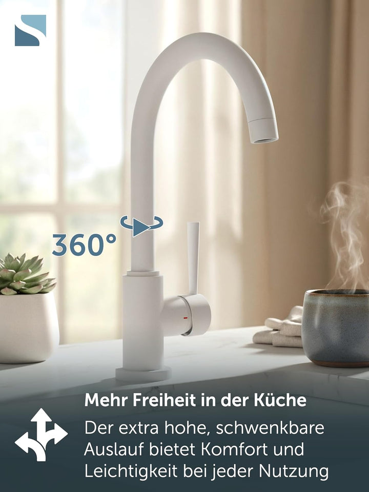 SCHÜTTE 79161 Küchenarmatur CORNWALL, 360 Grad schwenkbarer Wasserhahn Küche, Mischbatterie für die