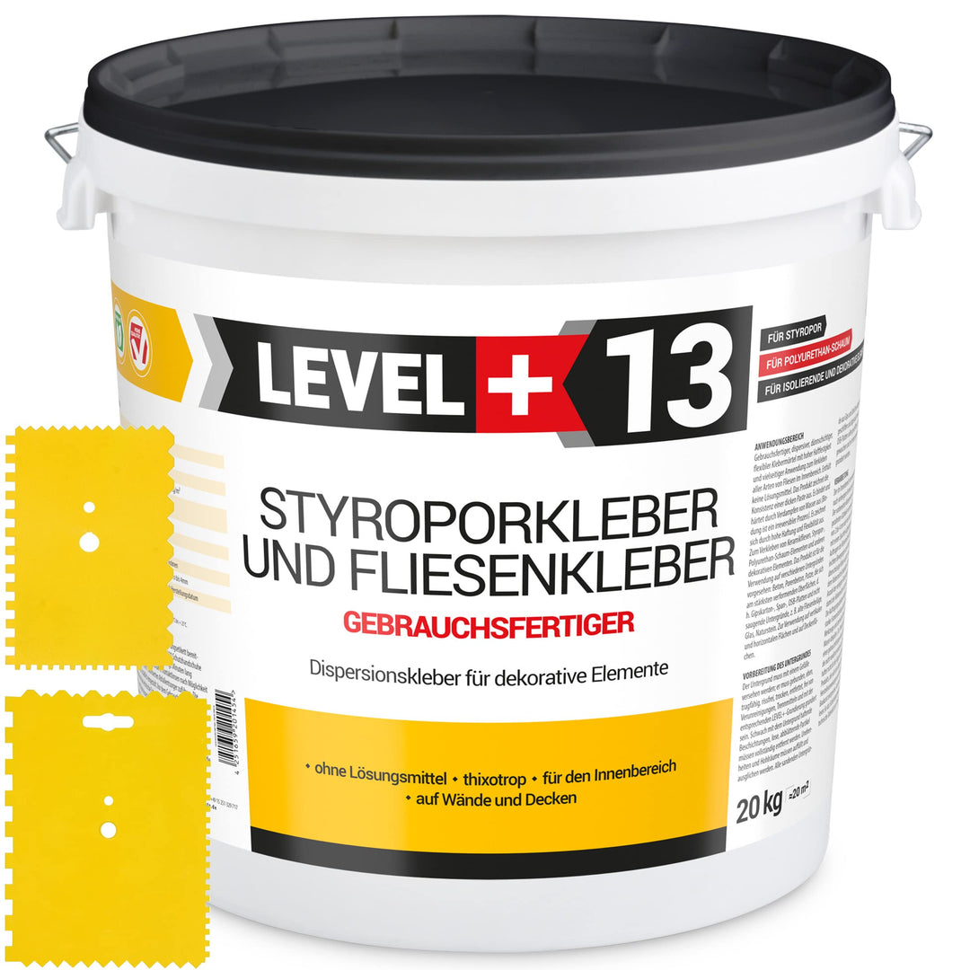 Styroporkleber 20kg + Dreieckkunstoffzahnpachtel, Korkkleber Renoviervlies Dispersionkleber Flisenkl