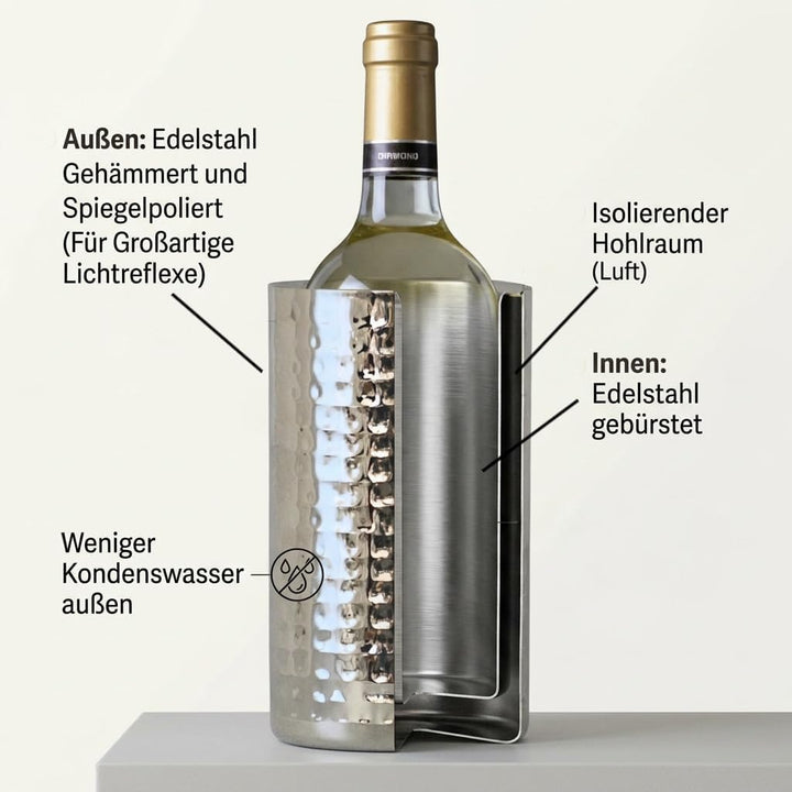 Santorini | Isolierter Weinkühler aus Edelstahl | Eleganter Champagnerkühler mit spiegelpolierter &