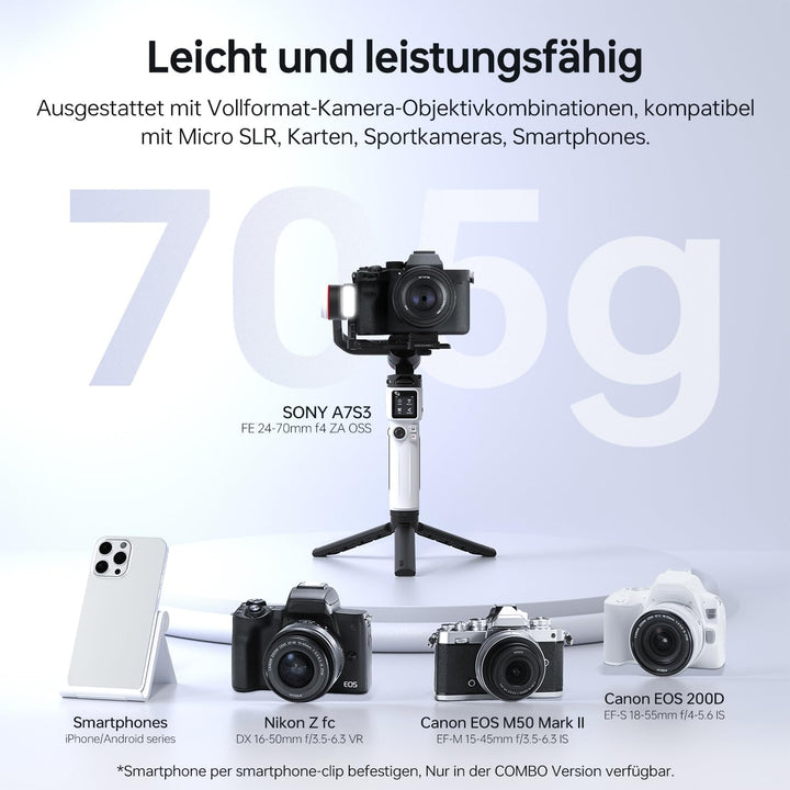 ZHIYUN Crane M3S [Official] Gimbal Stabilisator für Kamera Spiegellose/Smartphone/Action Cam/Gopro,