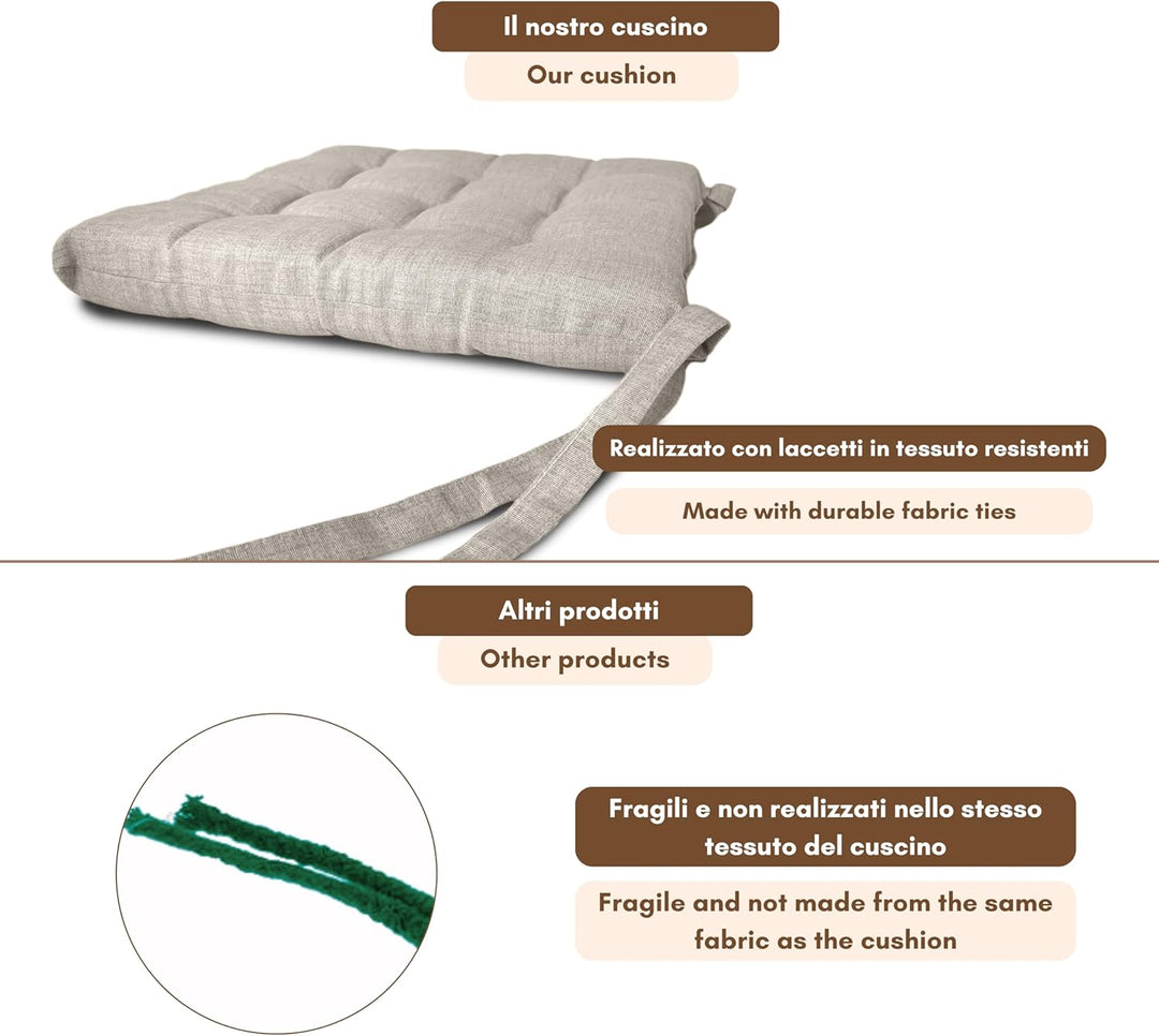 Il Tuo Artigiano Design Set mit 4 oder 6 Kissen für Küchenstühle, hergestellt in Italien, Küchenstuh