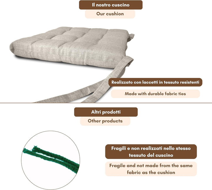 Il Tuo Artigiano Design Set mit 4 oder 6 Kissen für Küchenstühle, hergestellt in Italien, Küchenstuh