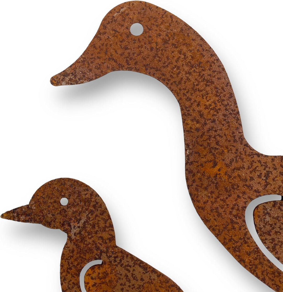 Crispe home & garden Gartenstecker Edelrost - Enten Familie - Höhe 32 cm, Enten Familie