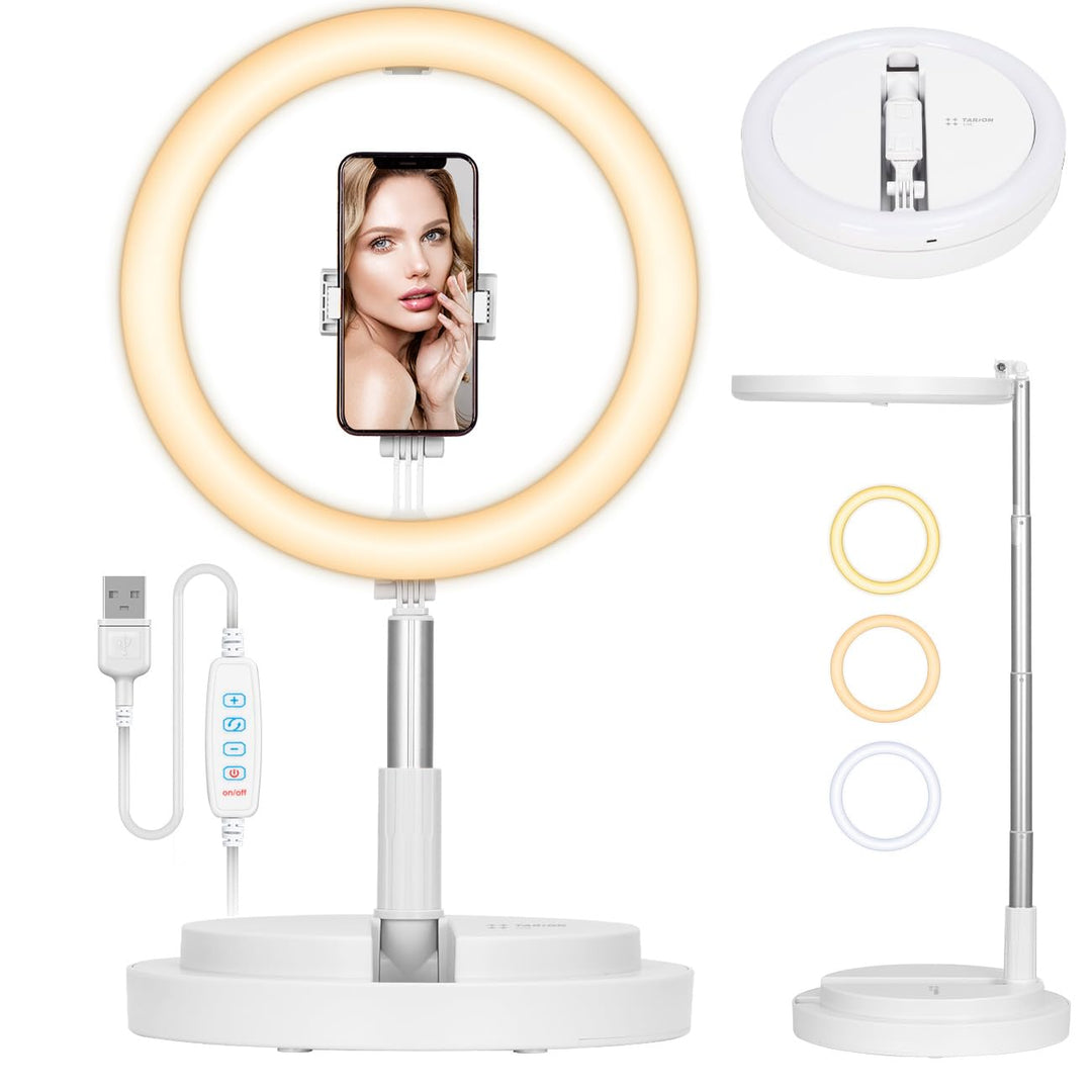 TARION Ringlicht mit Stativ LED Ringleuchte: Tisch Ring Light 11,8 Zoll Ringlampe Lichtring Faltbare