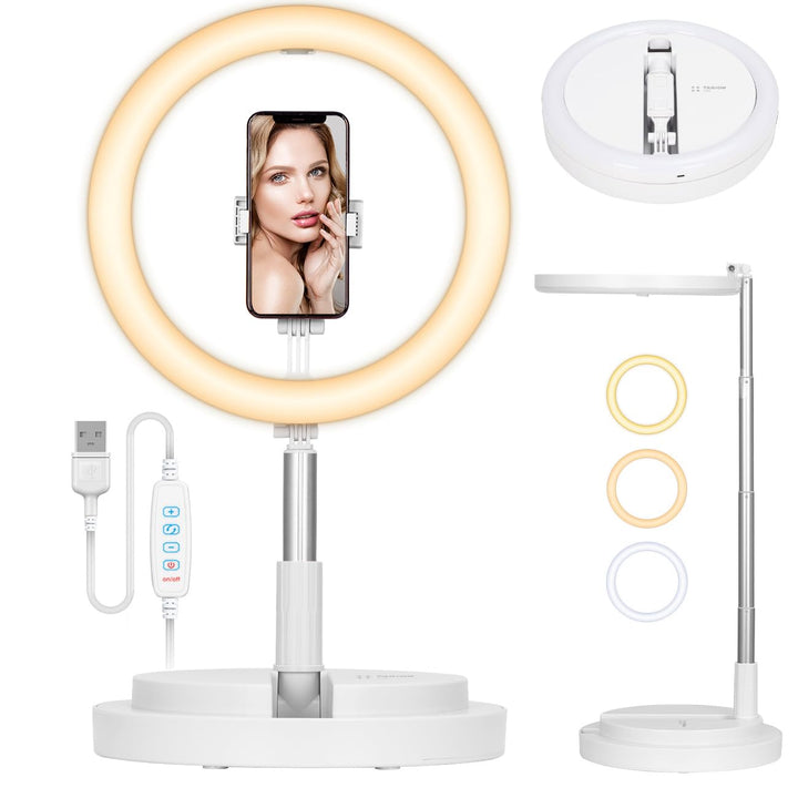TARION Ringlicht mit Stativ LED Ringleuchte: Tisch Ring Light 11,8 Zoll Ringlampe Lichtring Faltbare