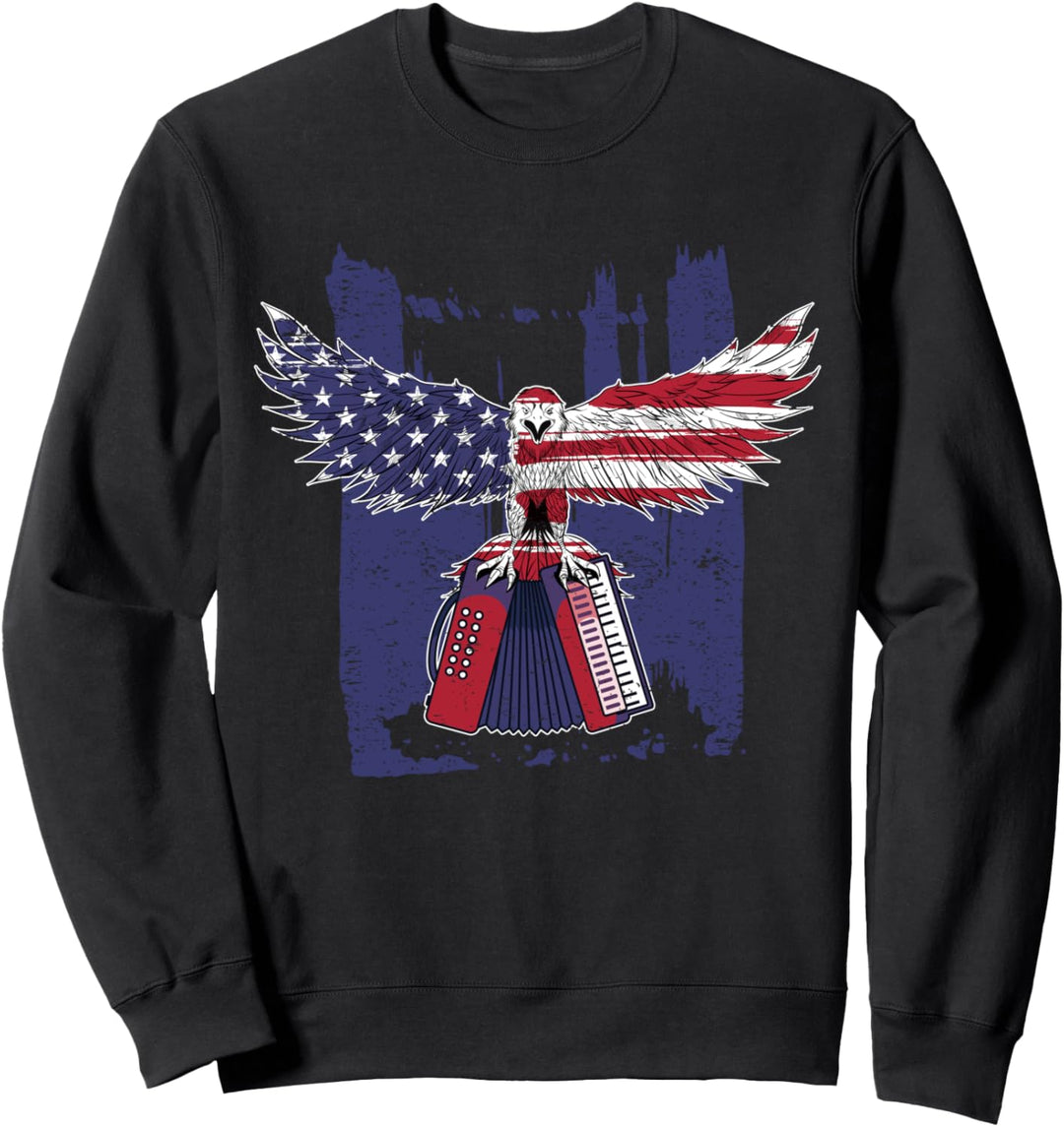 Akkordeonspieler Amerika Adler USA Akkordeon Sweatshirt