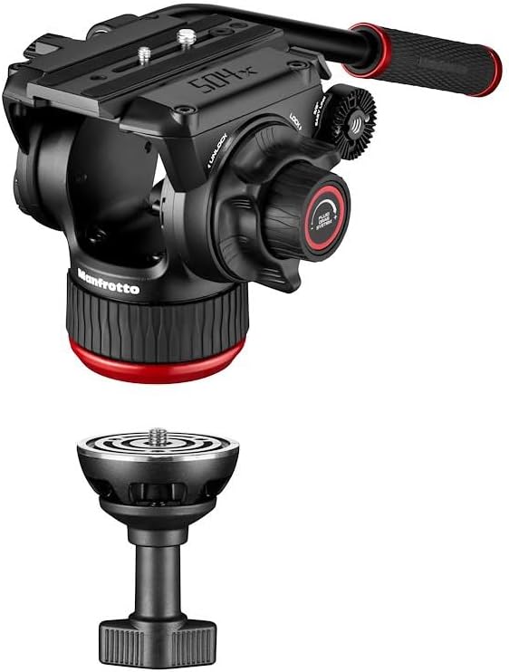 Manfrotto 504X Fluid-Videokopf mit Doppelbeinstativ, Kit mit Aluminiumstativ und Videokopf, Doppelbe