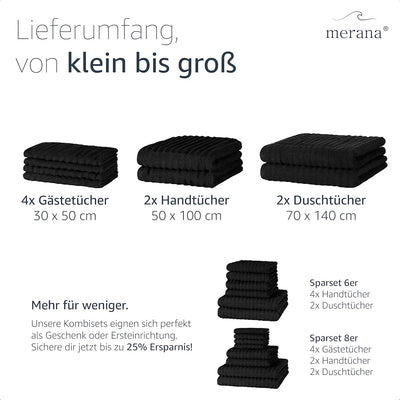 Merana OSLO Handtuch Set | schnelltrocknend, weich & fusselfrei | Frottier Luxus Qualität | 100% Bau