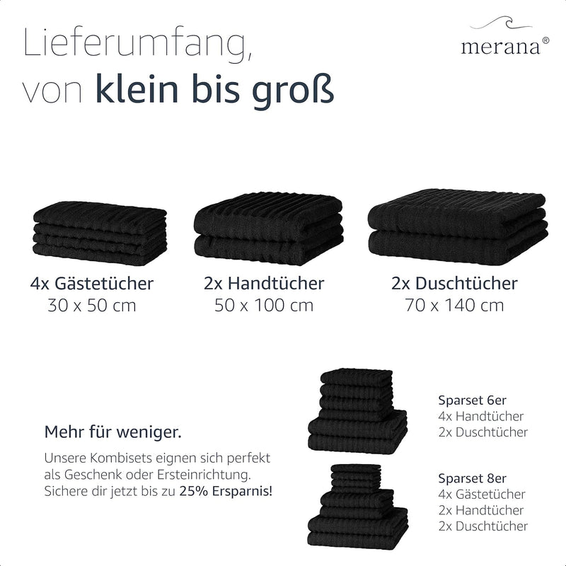 Merana OSLO Handtuch Set | schnelltrocknend, weich & fusselfrei | Frottier Luxus Qualität | 100% Bau