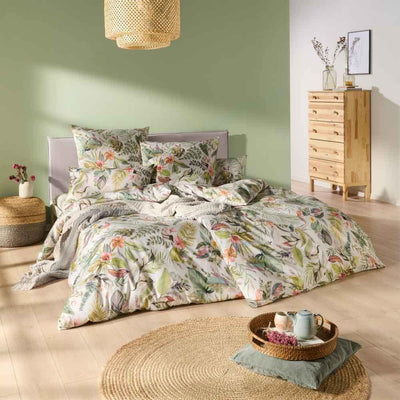 ESTELLA Mako Satin Bettwäsche Benice (grün 915, 1 x 40x80 + 1 x 80x80 + 1 x 155x220 cm) 1 x 40x80 +