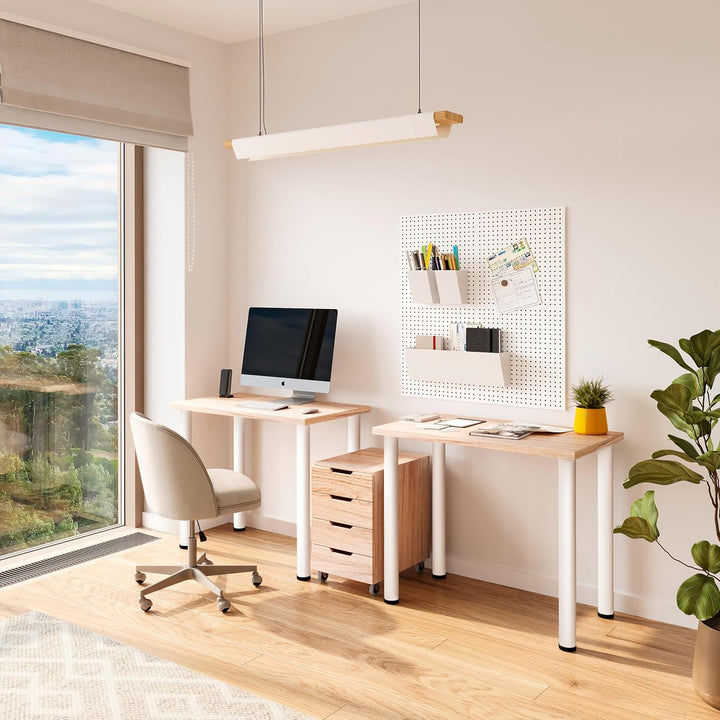 Emuca - Regulierbare Tischbeine Ø60x710mm, 4er Set aus Stahl, regulierbare Höhe 710-730mm, weiss Ø60