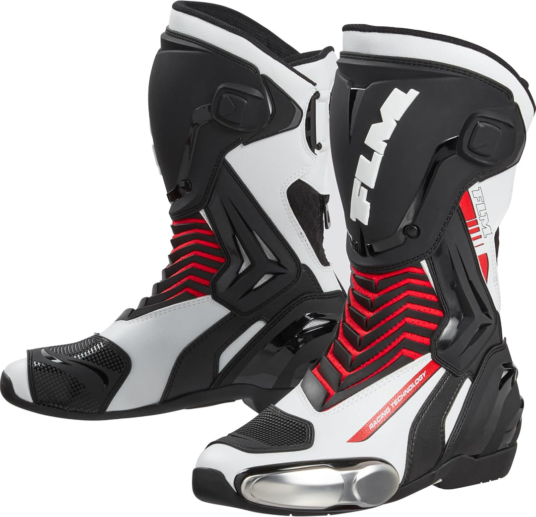 FLM Mandalika Damen Motorradstiefel Lang – Wasserdicht & Atmungsaktiv – Rutschfeste Sohle – Schwarz