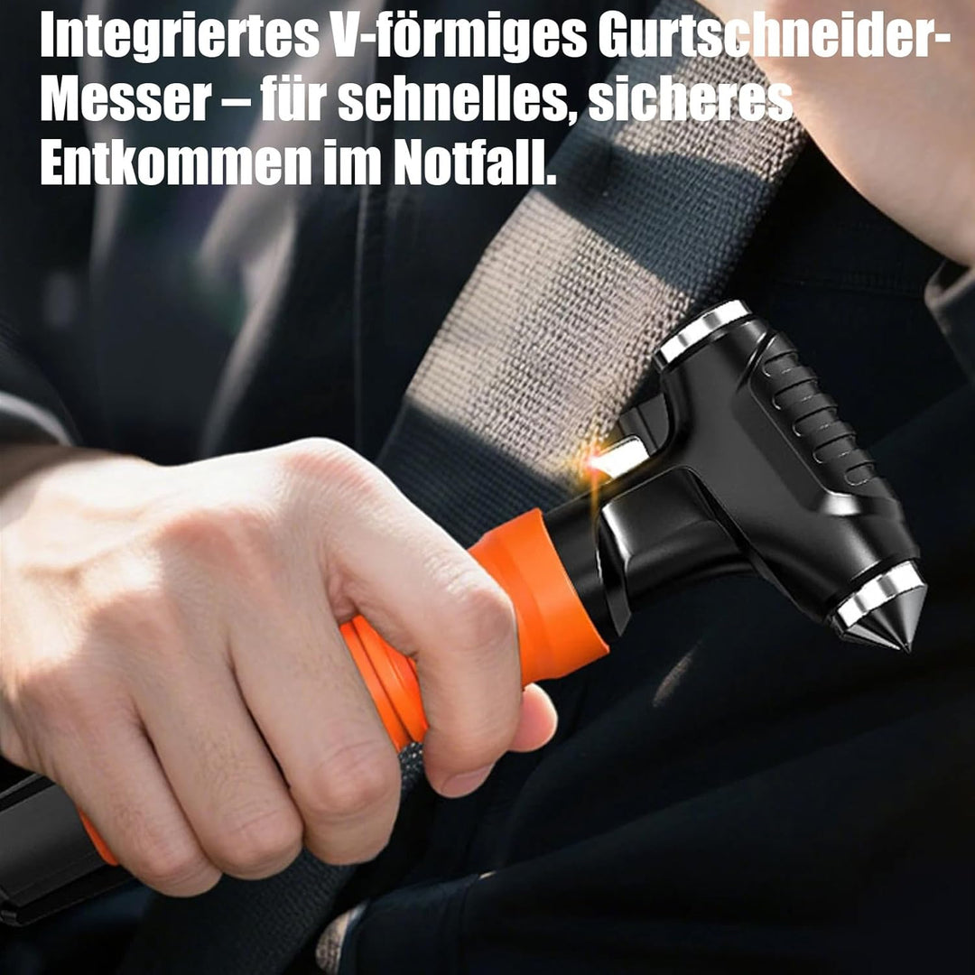 4-in-1 Notfallhammer Auto mit Gurtschneider,Autoscheiben Zertrümmerer mit Federkraft-Tungstahlkopf,K
