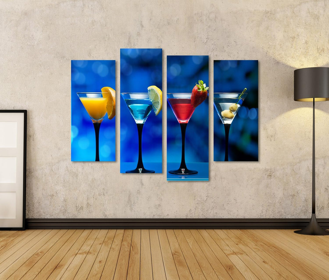 islandburner Bild auf Leinwand Verschiedene Cocktails Garniert Mit Früchten Auf Glastisch In Bar Bil