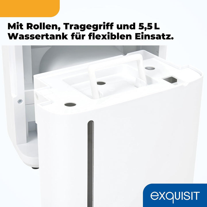 Exquisit Mobiler Luftentfeuchter, 5,5 Liter Wassertank, 400 Watt, 180m³/h, Timer, Für 30-35m², Betri
