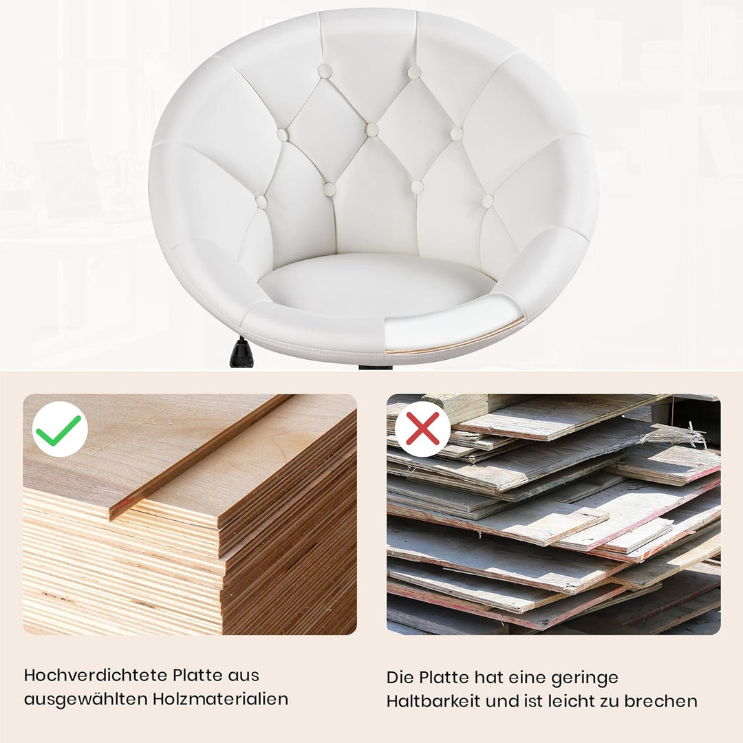 Yaheetech Schreibtischstuhl Ergonomischer Schminktisch Stuhl, Bürostuhl, höhenverstellbar Bürosessel