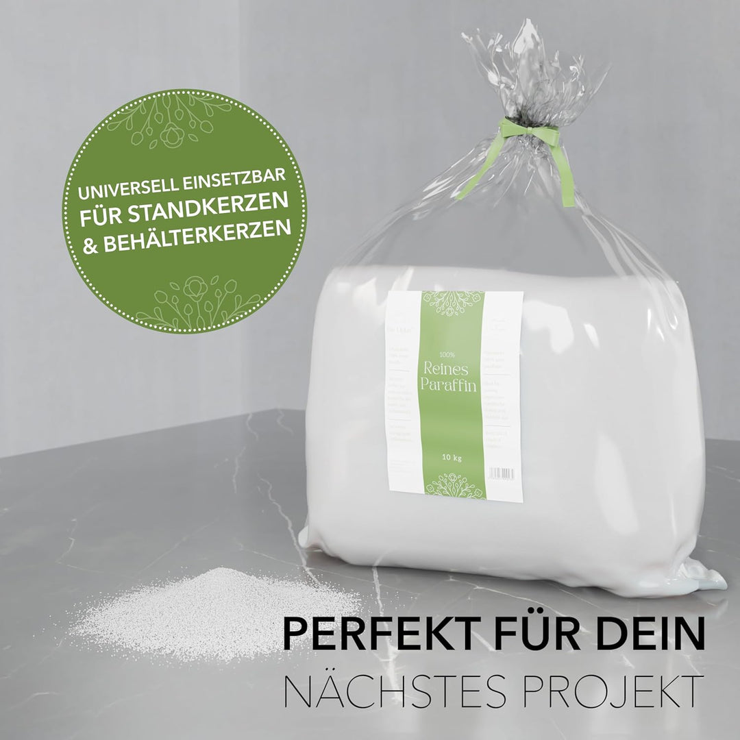 Hochwertiges Paraffinwachs verschiedene Grössen (10kg) in Weiss | Wachsgranulat zum Schmelzen & Hers