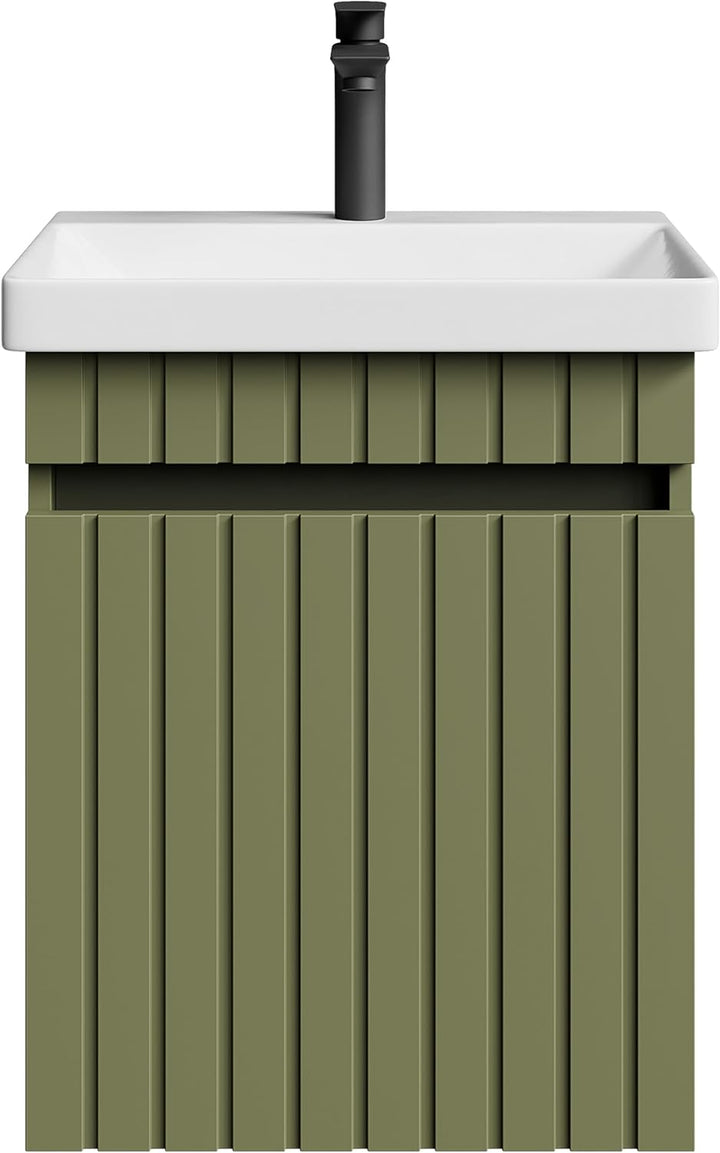 Planetmöbel Cosmia Badmöbel Set Waschtisch mit Unterschrank 50 x 60 x 35 cm Mint Grün, Armatur Badez