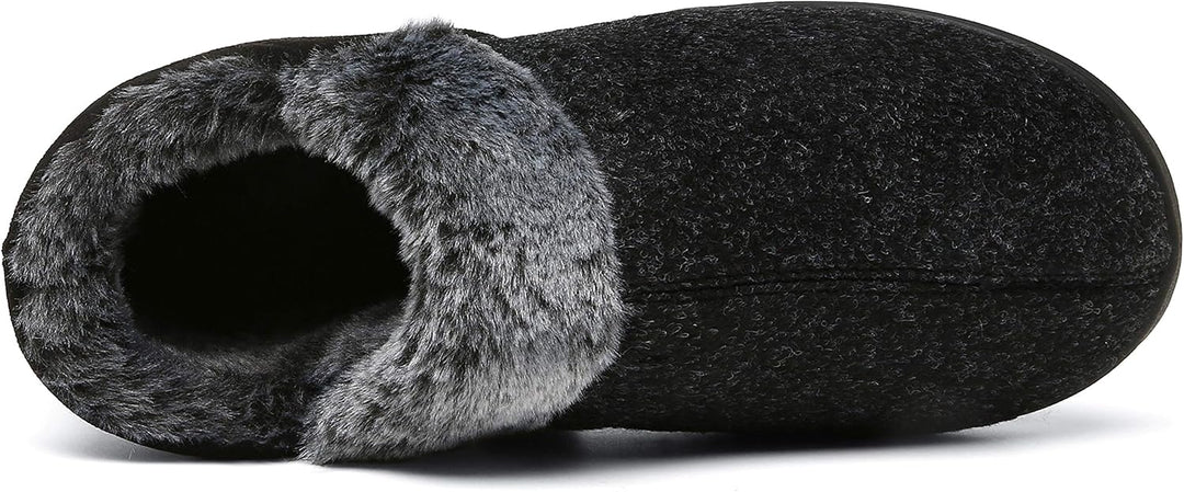 Mishansha Herren Winter Warme Hausschuhe Memory Foam Plüsch Pantoffeln,Gr.39-48, Rauchiges Schwarz 3