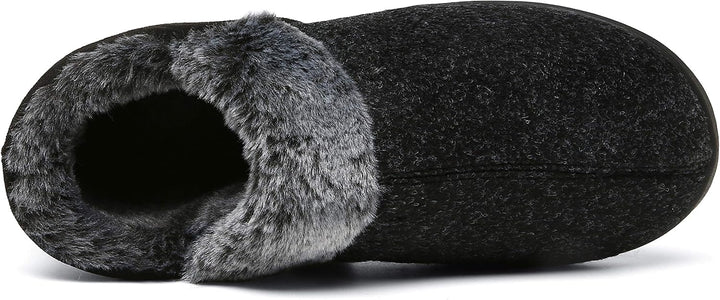 Mishansha Herren Winter Warme Hausschuhe Memory Foam Plüsch Pantoffeln,Gr.39-48, Rauchiges Schwarz 4