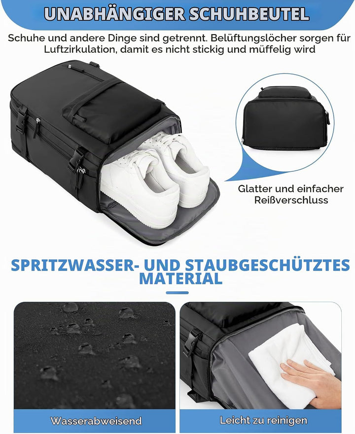 BJLFS Airbag Rucksack Vakuum mit Pumpe Rucksack Ryanair 40x30x20 Expandable Handgepäck Tragbare Komp