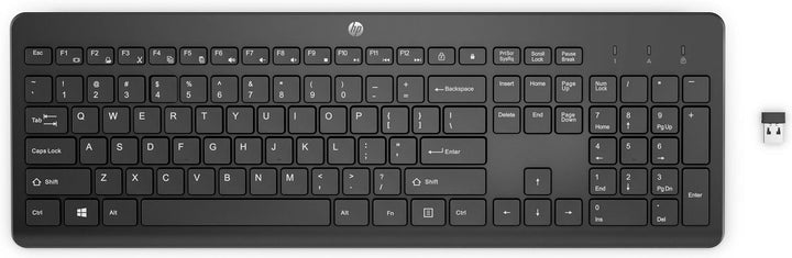 HP 230 kabellose Tastatur, leise und komfortable Tastenanschläge, Nummernblock, QWERTY-Layout, kompa