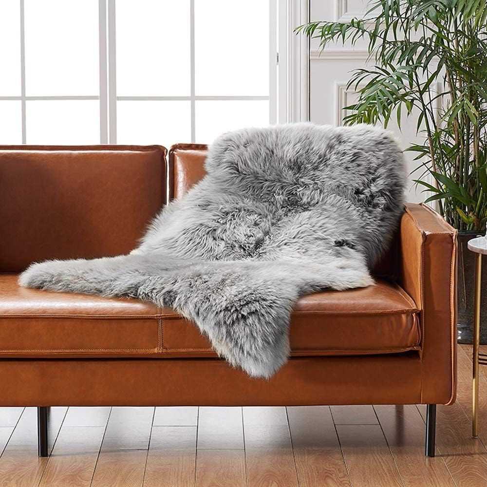 HEQUN Faux Lammfell Schaffell Teppich Kunstfell Dekofell Lammfellimitat Teppich Longhair Fell Nachah