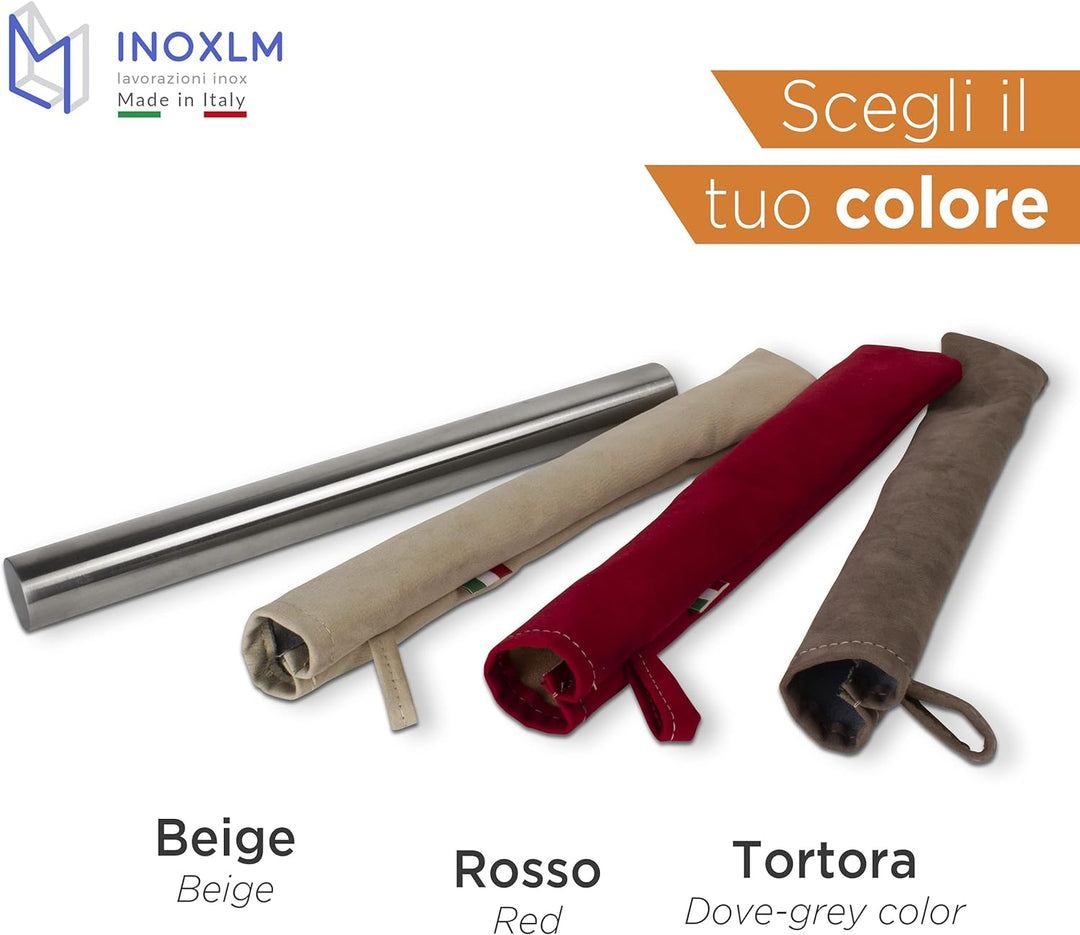 INOXLM Nudelholz aus Edelstahl für Zuckerpaste Teig Küche Brot Pizza Kuchen (Taupe Tasche) Schutzhül