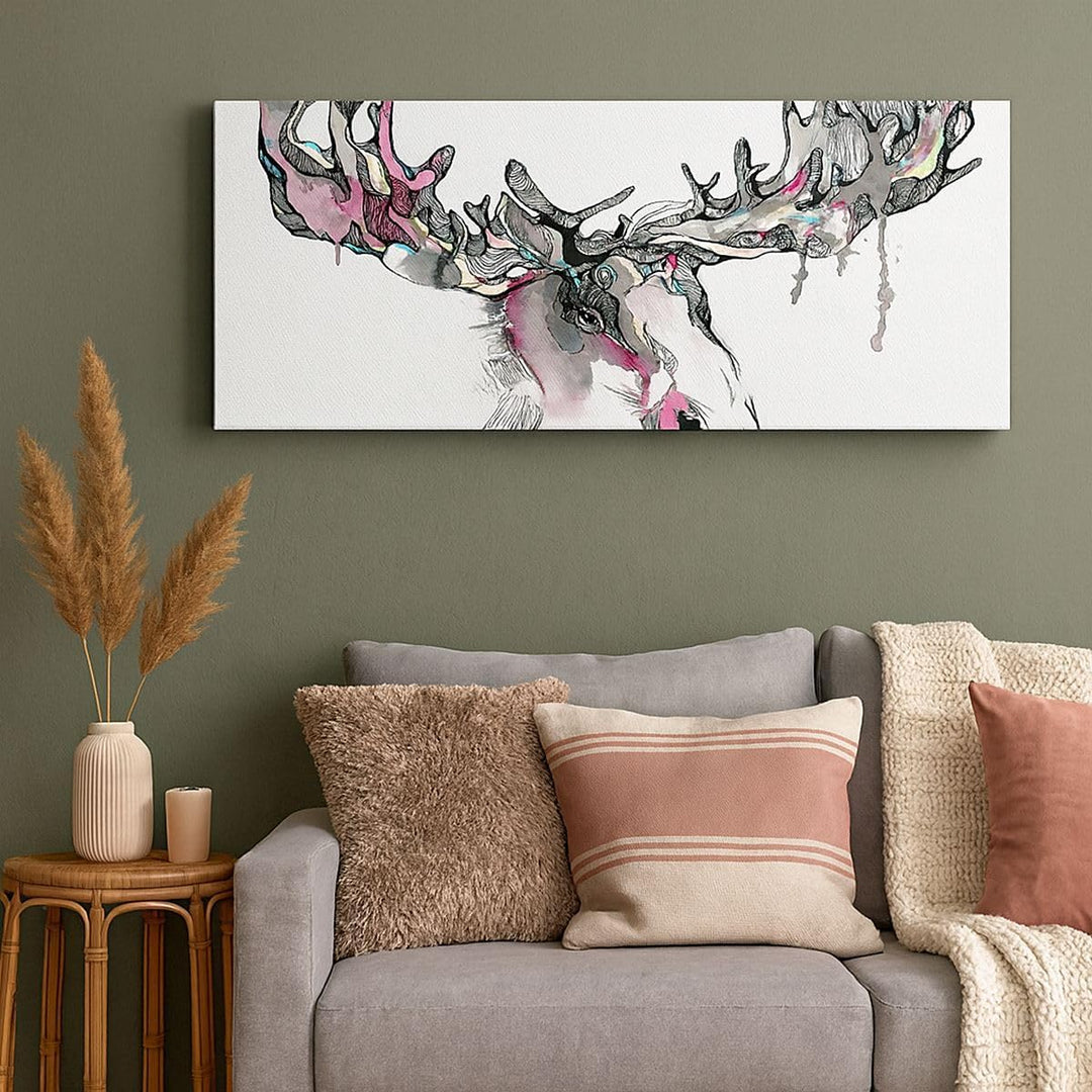 Wandbilder Dekoration Wohnzimmer Moose Bunt Kopf Abbildung Panorama Bilder auf Leinwand 120x50cm Lei