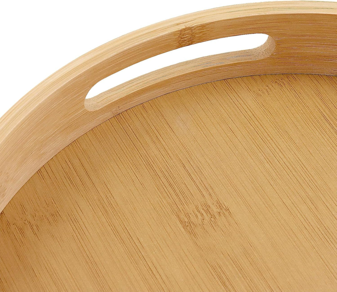 CHUIFAI 2 Stück 30cm Holz Drehteller, Bambus Lazy Susan Küchen Drehteller Organizer Holz Gewürzregal