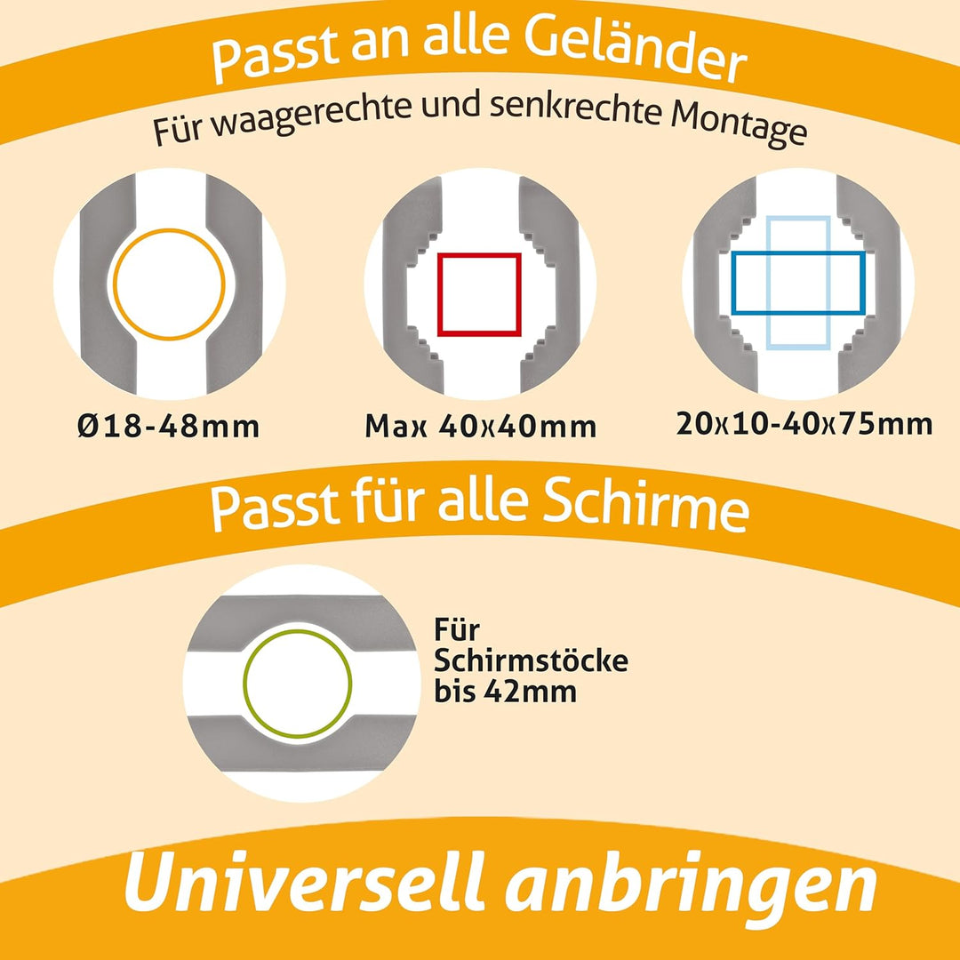 4smile Sonnenschirmhalter Balkongeländer SunnyGuy - Schirmhalterung Balkongeländer als Sonnenschirms