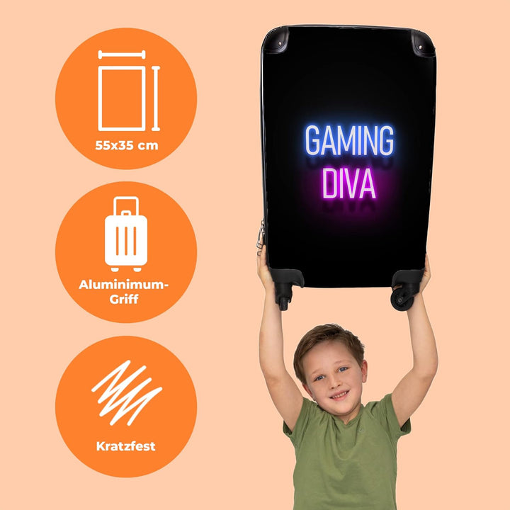NoBoringSuitcases.com® Koffer Handgepäck Trolley Rollkoffer Kleine Reisekoffer mit 4 Rollen - Gaming