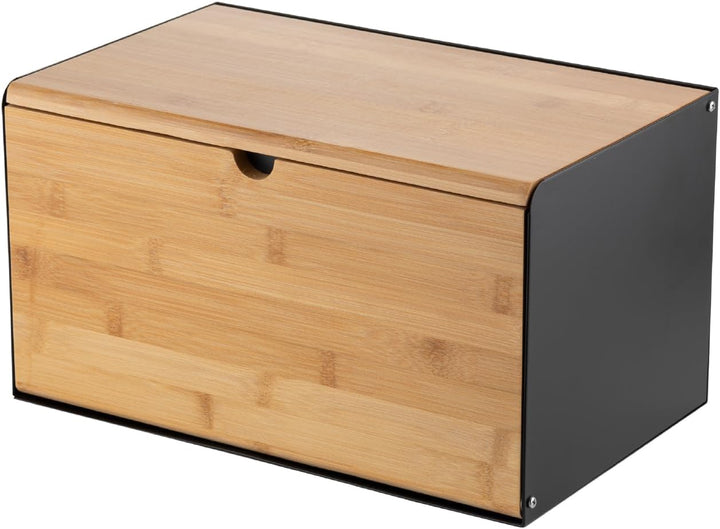 Florina Brotkasten BRUSTO 35,5 x 21,5 x 19,5 cm I Brotbox aus Stahl und Bambus-Deckel I Geräumiger u