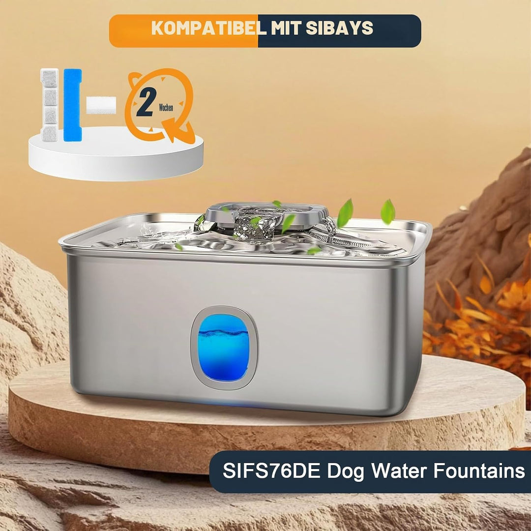 12 Packung Katzenbrunnen Filter Kompatibel mit Sibays 15L Hunde Trinkbrunnen Edelstahl ‎SIFS76DE ,in