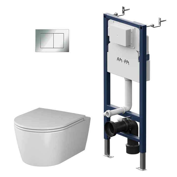 AM.PM - Hänge WC Komplettset, Vorwandelement WC Set Komplett Vormontiert (Prime Fit) + Wand WC Weiss