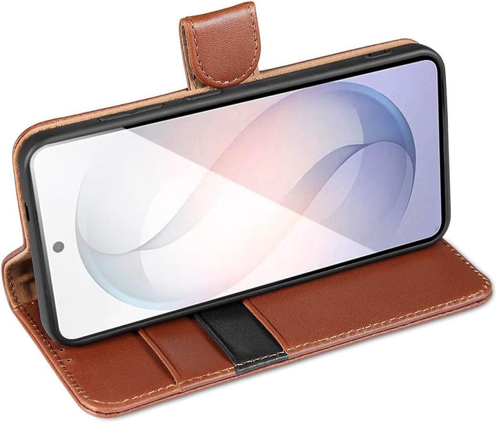 LENSUN Hülle für Samsung Galaxy S26 Echtleder, Handyhülle [Premium Echtes Leder][Standfunktion][RFID