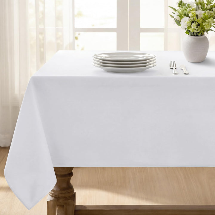 Softalker Tischdecke 152 x 213 cm Abwaschbar Tischdecken Weiss Rechteckig Tischtuch aus 210 GSM Poly