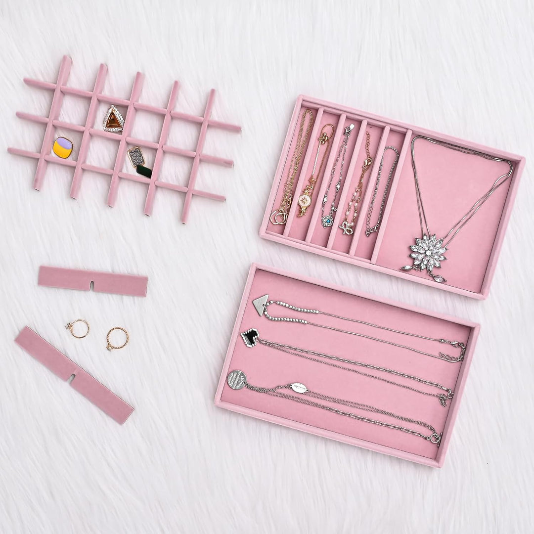 ProCase Schmucktablett Organizer Set mit 4 Schmuckschalen, Stapelbar Schmuck Schublade Organizer, Sc