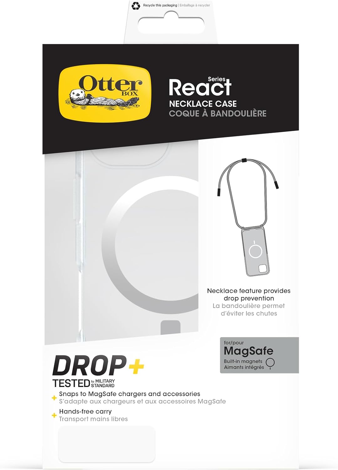 OtterBox React Necklace Hülle mit MagSafe für iPhone 16, ultraschlanke, schützende Hülle mit Verstel
