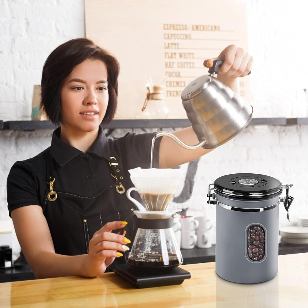ROCKY&CHAO Kaffeedose Luftdicht aus Edelstahl 1,8L Kaffeebhnen Behälter 600g Vorratsdose für Tee Nüs