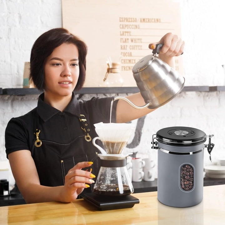 ROCKY&CHAO Kaffeedose Luftdicht aus Edelstahl 1,8L Kaffeebhnen Behälter 600g Vorratsdose für Tee Nüs