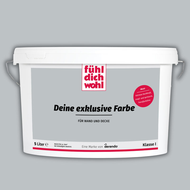 derendo Fühl Dich Wohl Deine Farbe grau, matte Wandfarbe grau, hohe Deckkraft, verschiedene Grautöne