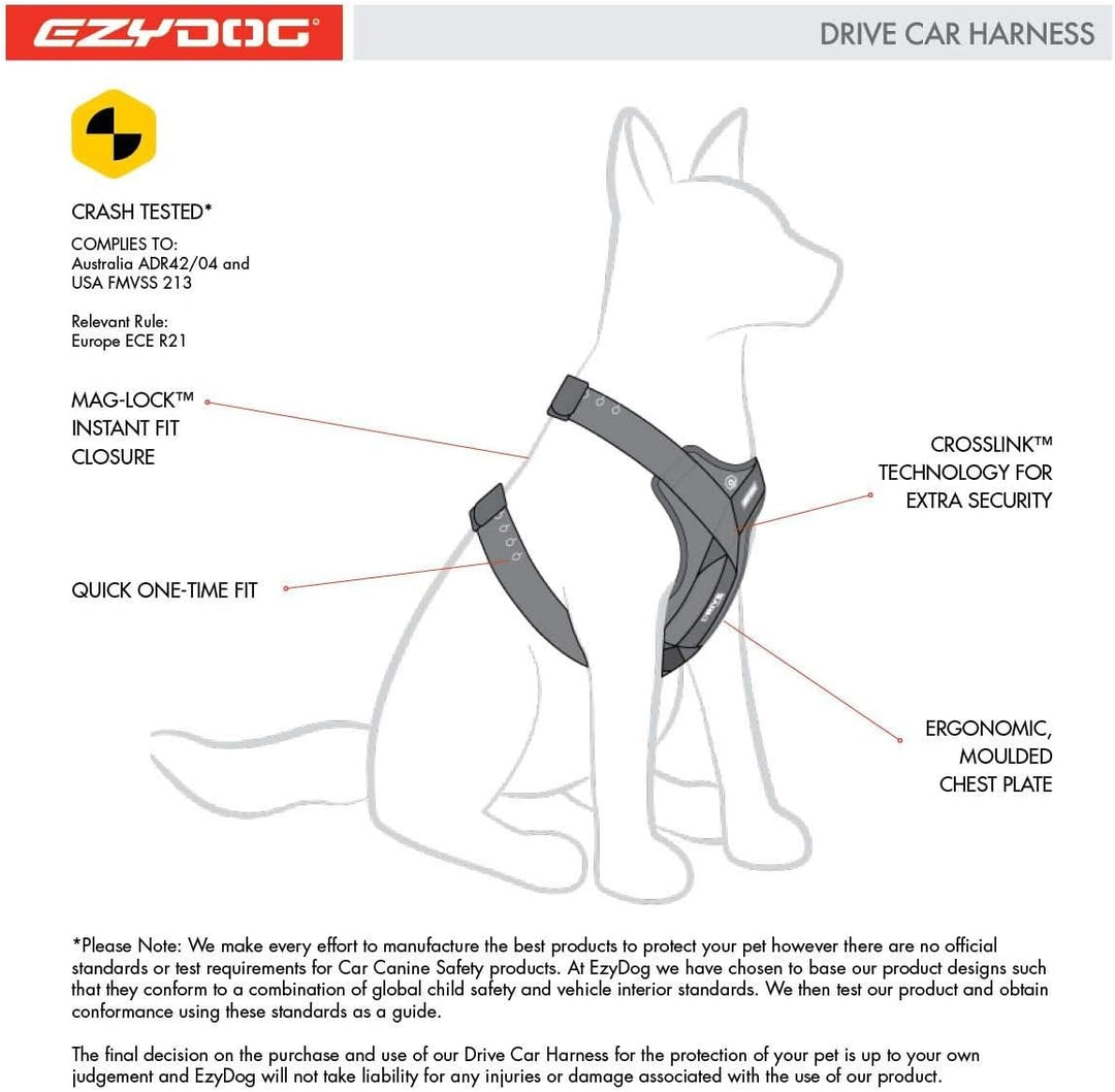 EzyDog Sicherheitsgeschirr Hund - Drive Crash-Getestet Hundegeschirr - Bestes Hundegeschirr fürs Aut