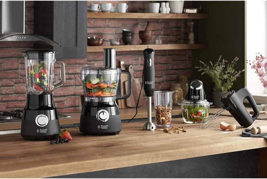 Russell Hobbs Handmixer [Handrührgerät] Matt Schwarz (5 Geschwindigkeitsstufen+Turbofunktion, 2 spül