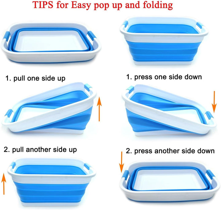 SAMMART 41L Collapsible Plastic Laundry Basket - Foldable Pop Up Storage Container/Organizer - Porta