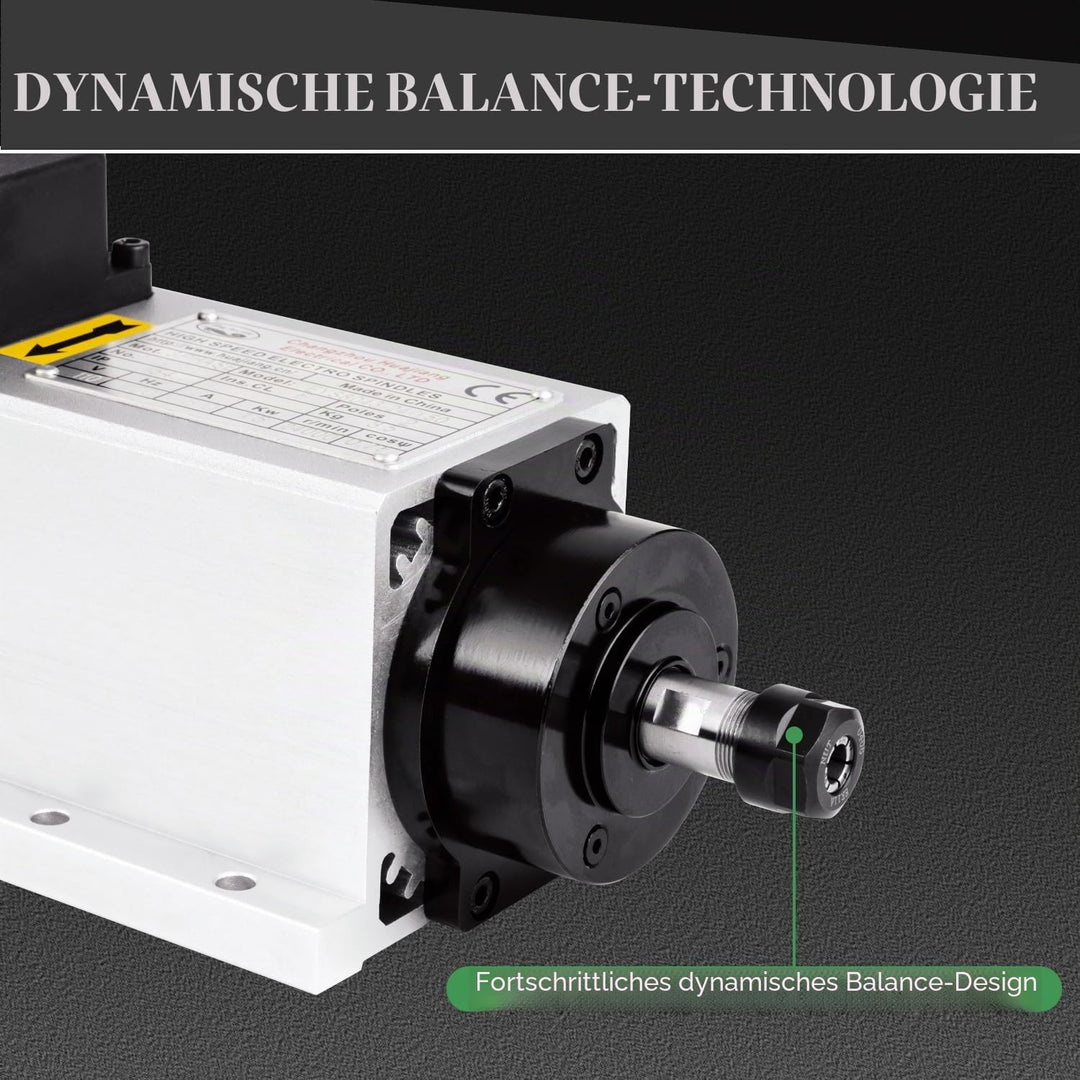 CNC-Spindelmotor-Set, 220 V, 1,5 kW, ER16, luftgekühlter Spindelmotor, quadratisch, CNC-Motor + 220