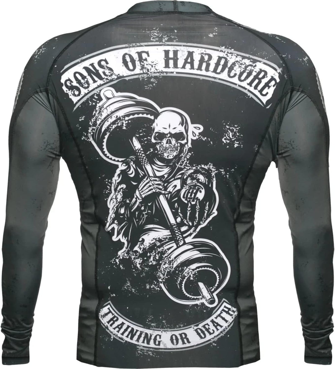 Hardcore Training Rash Guard Men's Kompressionshemd Herren Lange Ärmel Grappling Jiu Jitsu MMA Fitne